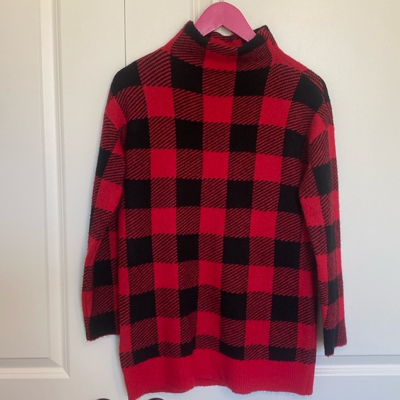 Loft Buffalo Plaid Mock‎ Turtleneck Sweater - Picture 1 of 7